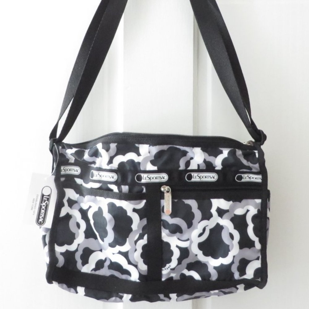 LeSportsac NWT Shoulder Satchel Black white gray